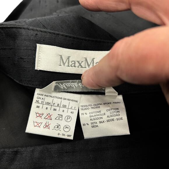 MaxMara Charcoal Gray Blazer Skirt Suit Women's IT 40/US 6 Cotton Silk Career - Picture 4 of 7